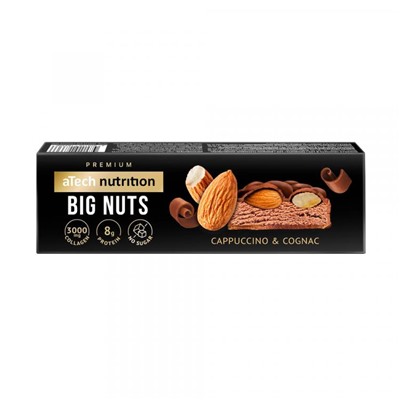 Батончик Big nuts со вкусом капучино и коньяка, с миндалем в глазури