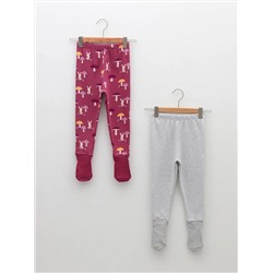 Пижамные брюки для девочек с резиновыми подошвами 2 шт