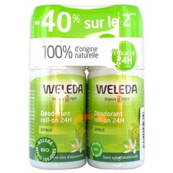 Weleda D?odorant au Citrus Roll-on 24H Lot de 2 x 50 ml