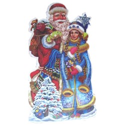 Наклейка "Дед Мороз и Снегурочка" Y065405