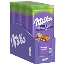 Шоколад молочный Milka с цельным фундуком 85гр (упаковка 19шт)