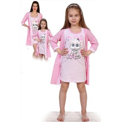 Пеньюар с сорочкой для девочки Аистенок Розовый