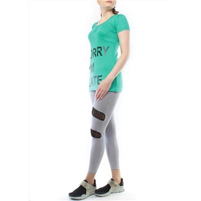1215 GREEN/GRAY Спортивный костюм для фитнеса женский (90% вискоза, 10% лайкра)