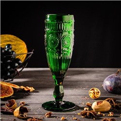 Бокал стеклянный для шампанского Magistro «Ларго», 180 мл, 7×19,7 см, цвет зелёный