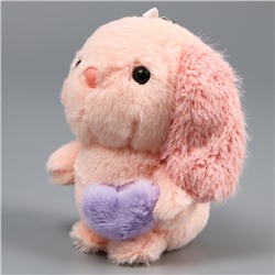 Мягкая игрушка «Зайка» на брелоке, 11 см, цвет светло-розовый
