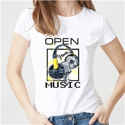 Женская футболка "Open music", №367