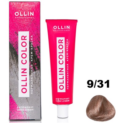 OLLIN COLOR Перманентная крем-краска для волос 9/31 блондин золотисто-пепельный 60 мл