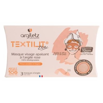 Argiletz Textilit Zen Masque Visage Apaisant ? l Argile Rose 3 Masques