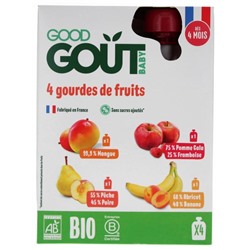 Good Go?t 4 Gourdes de Fruits D?s 4 Mois Bio