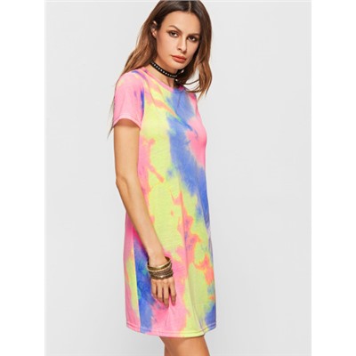 Многоцветное платье с принтом краски