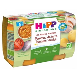 HiPP Les Menus Plaisirs Pommes de Terre Tomates Poulet d?s 8 Mois Bio 2 Pots