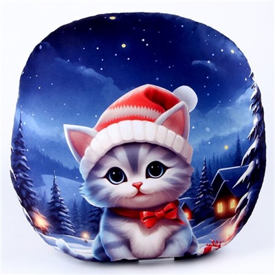 Подушка круглая «Котёнок в шапке»