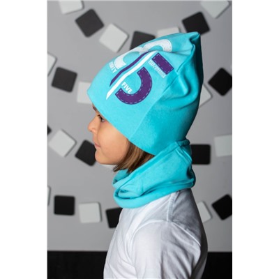 Комплект шапка и шарф для мальчика 85 Голубой Голубой