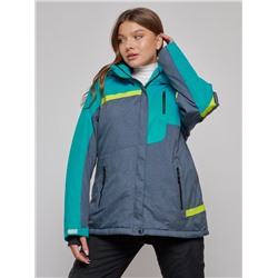 Горнолыжная куртка женская зимняя большого размера зеленого цвета 2282-1Z