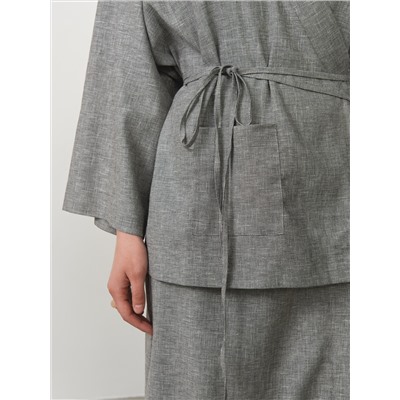 Жакет-кимоно льняной 42600 темно-серый