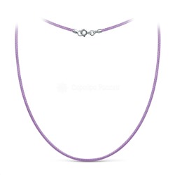 Шнурок текстильный (вощёный) фиолетовый с замком из родированного серебра ХШ-003р-01фиолетовый