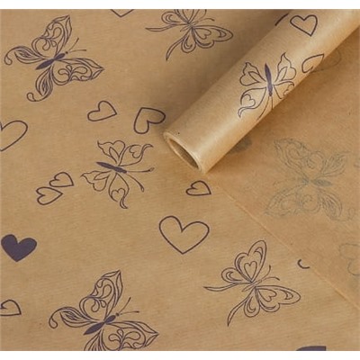 Бумага упаковочная крафт «Лиловые бабочки»