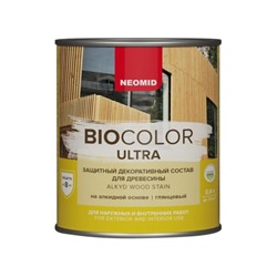 Защитный декоративный состав для древесины NEOMID BioColor ULTRA тик глянцевый 0,9л