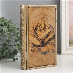 Шкатулка-книга металл, кожзам "Бутон розы" 20х12х4 см