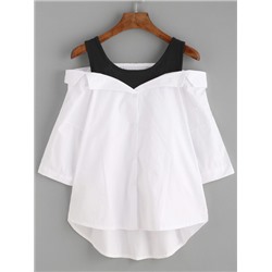 Белая асимметричная блуза с открытыми плечами