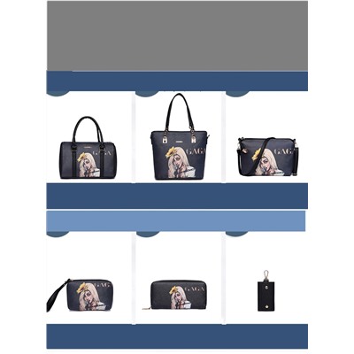 Комплект сумок из 6 предметов, арт А74, цвет:коричневый