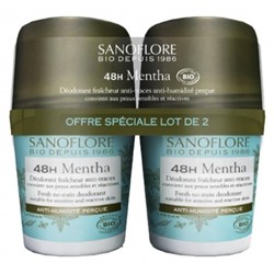 Sanoflore 48H Mentha D?odorant Fra?cheur Anti-Traces Bio Lot de 2 x 50 ml