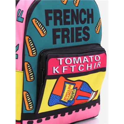 Многоцветный холщовый рюкзак с текстовым принтом