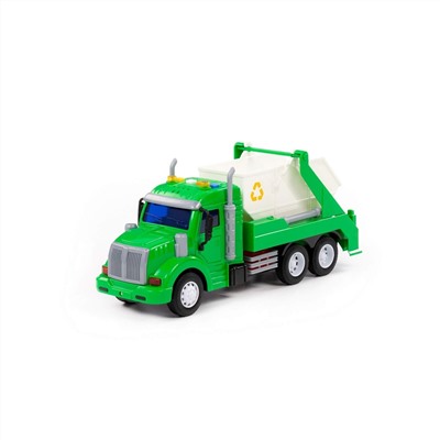 322797 Полесье "Профи", автомобиль-контейнеровоз инерционный (со светом и звуком) (зелёный) (в коробке)