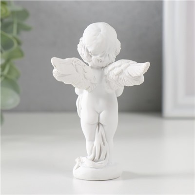 Сувенир полистоун "Белоснежный ангел с цветком в горшке" 9,7х6х6,5 см