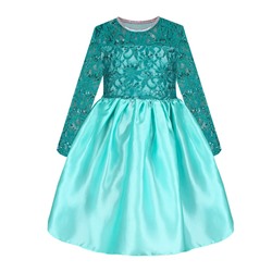 Нарядное платье изумрудного цвета для девочки с гипюром 84175-ДН19