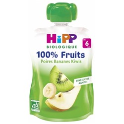 HiPP 100% Fruits Gourde Poires Bananes Kiwis d?s 6 Mois Bio 90 g