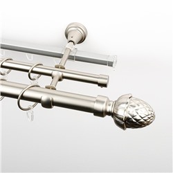 Карниз металлический стыкованный c наконечниками "Агра", 3-рядный, хром матовый, гладкая труба, ø 25 мм (kn-725)