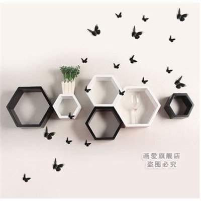 Комплект из 12 ти бабочек 3D (черные)