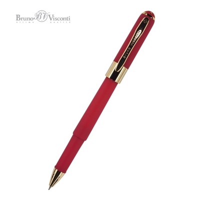 Ручка шариковая, 0.5 мм, BrunoVisconti MONACO, стержень синий, корпус Soft Touch красный, в футляре