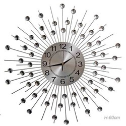 Часы настенные Cтразы 60 см / 6008-1 /уп 12/ серебро