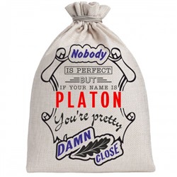 Мешочек холщовый подарочный "If your name is Platon, you are pretty…"
