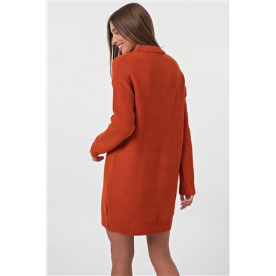 Платье вязаное короткое из шерсти оранжевое