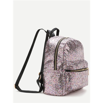 Розовый модный рюкзак с блестками