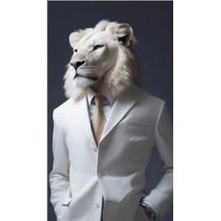 Декобокс. Белый лев в костюме 60*90см