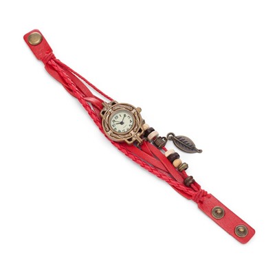 Часы наручные женские "Элиос", дискретный ход, ремешок 19.5 см, d-2.5 см, красные