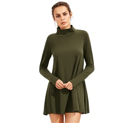 Army Green пуловер с длинным рукавом Повседневные платья