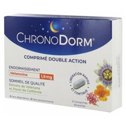 Laboratoires IPRAD ChronoDorm Double Action M?latonine 1,9 mg Val?riane 15 Comprim?s