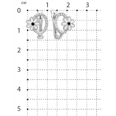 Серьги детские из серебра с эмалью и фианитами родированные - Ромашки