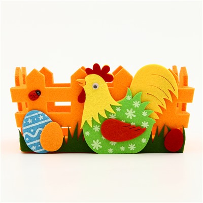 Пасхальный декор корзинка  оранжевого цвета "Петушек" 10х16х9 см