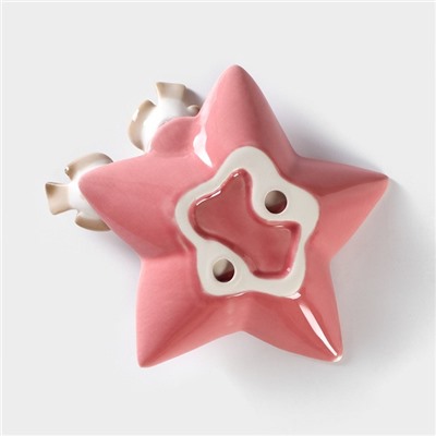 Блюдо керамическое сервировочное «Голубки на цветочке», 14×13,5×4 см, цвет розовый