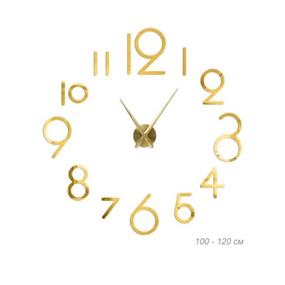 Часы аппликация 3D 100-120 см / AL066G/1 /уп 36/ золото