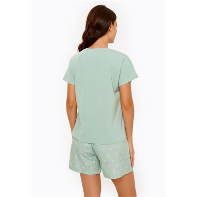 Комплект жен.(фуфайка(футболка) и шорты) Valora светло-зеленый