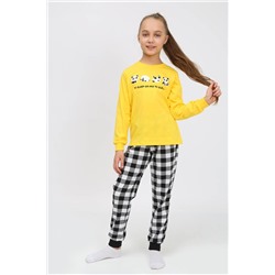 Детская пижама с брюками 91236 детская (джемпер, брюки) Желтый/черная клетка