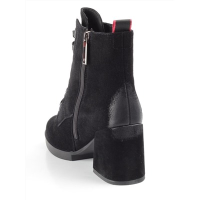 04-R180-1 BLACK Ботинки зимние женские (натуральная замша, натуральный мех)