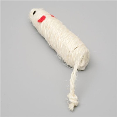 Игрушка сизалевая "Длинная мышь", 14,5 см, белая